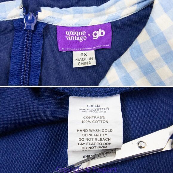 Unique Vintage Gwynnie Bee Gingham Collar Navy Fit-And-Flare Dress, 0X - Picture 16 of 16